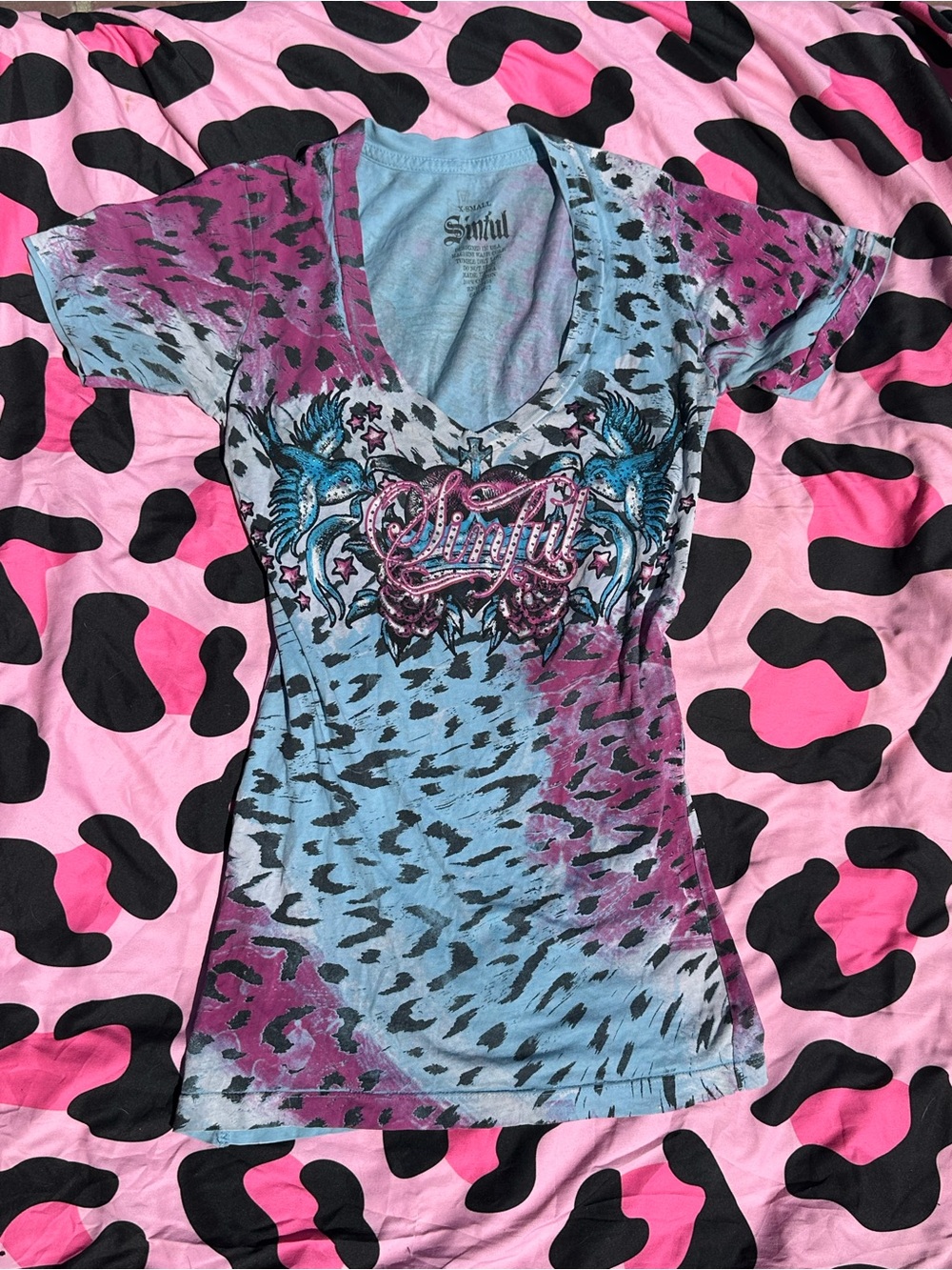 vintage sinful cheetah print short sleeve